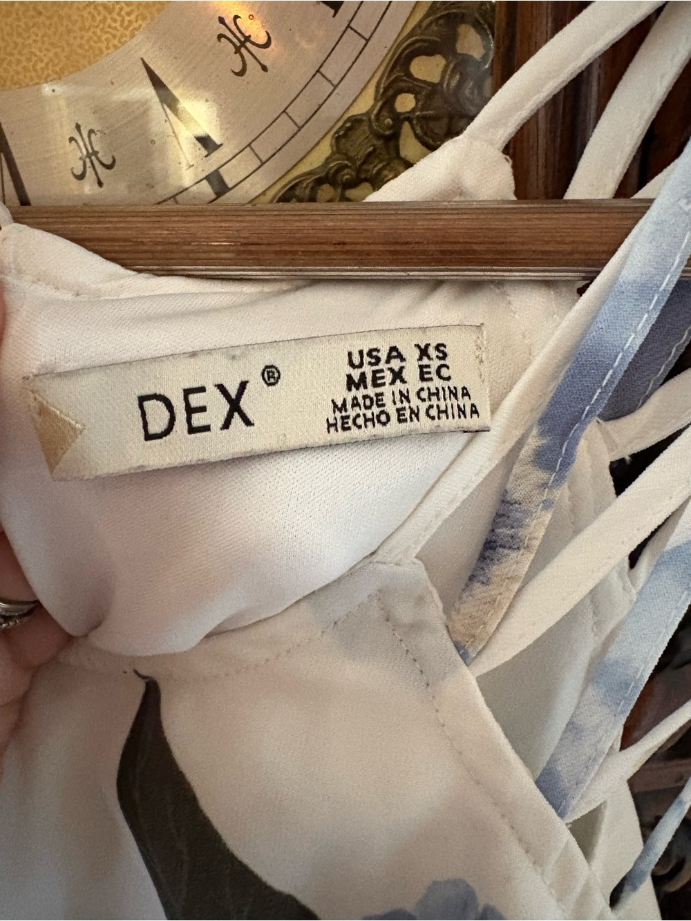Dex White Dress with Blue Floral Straps - Picture 3 of 3